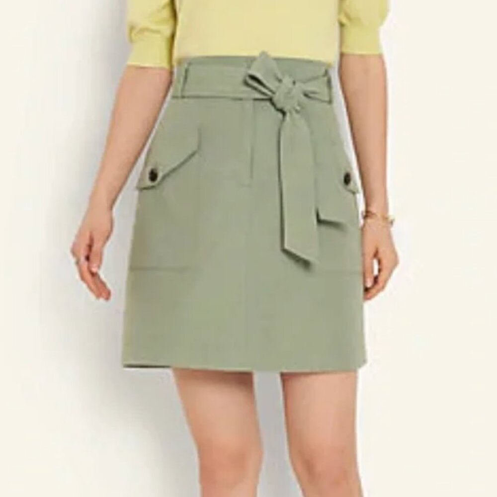 Ann Taylor Fresh Green Cargo Skirt With Self Tie Belt